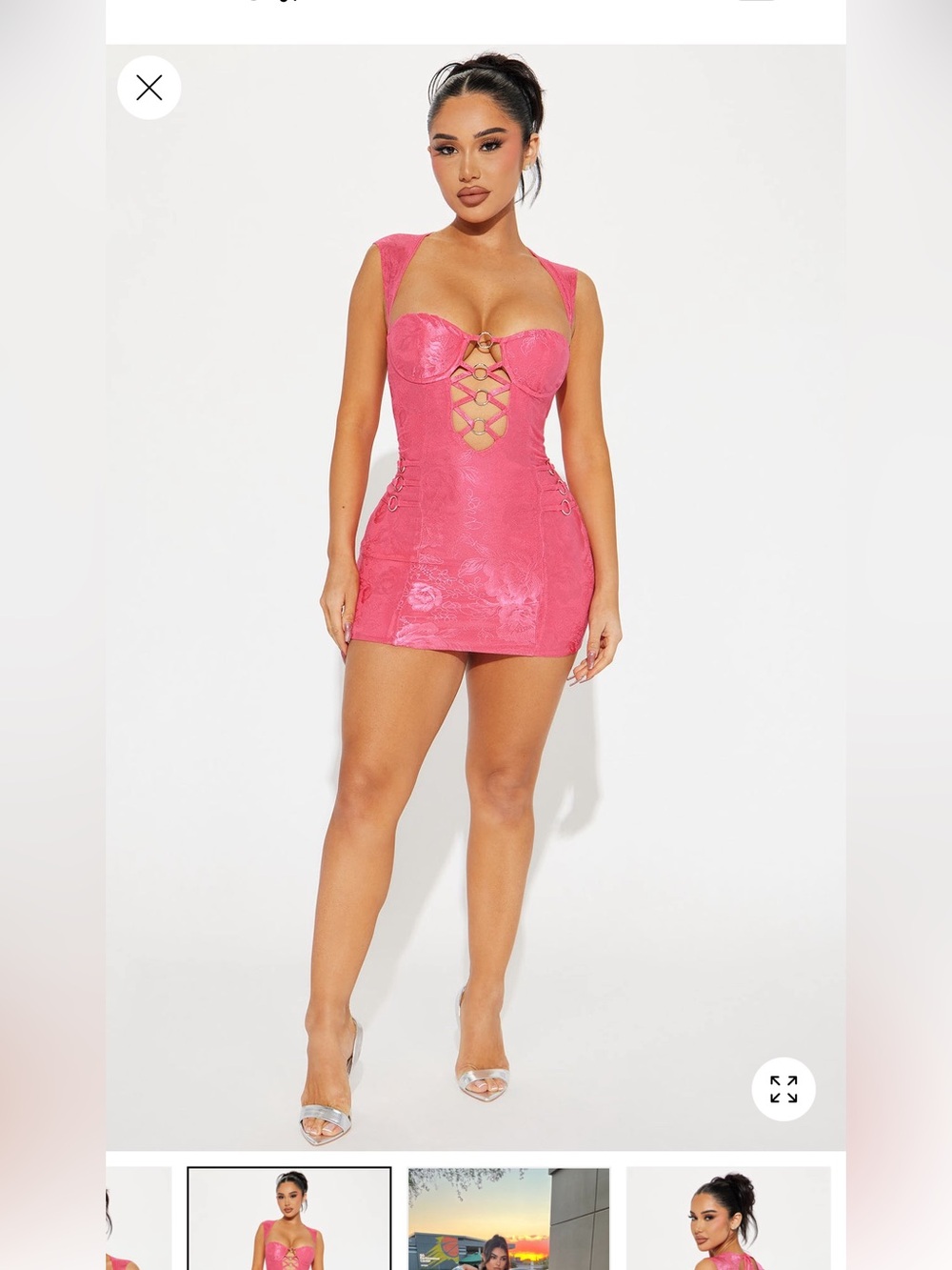 Fashion Nova Hot Pink Lace-Up Bodycon Mini Dress